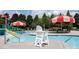 The neighborhood pool has multiple umbrellas for shade and plenty of chairs for lounging in the sun at 1500 Lookout Cir, Waxhaw, NC 28173