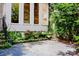 Private backyard featuring a stone patio, lush landscaping, and tranquil outdoor living space at 153 Perrin Pl, Charlotte, NC 28207