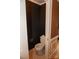 Small lavatory with black walls and a standard toilet at 153 Perrin Pl, Charlotte, NC 28207