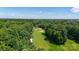 Stunning aerial view of a lush golf course surrounded by mature trees, providing a serene and picturesque landscape at 15811 Burlingame Dr, Huntersville, NC 28078