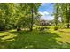 Lush backyard with mature trees providing ample shade and privacy at 322 Ethan Ln, Rock Hill, SC 29732
