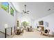 A spacious living room boasts high ceilings, neutral colors, natural light, and stylish modern furniture at 3304 Mar Vista Cir, Charlotte, NC 28209