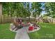 Landscaped backyard with a fire pit area, perfect for entertaining and outdoor enjoyment at 4000 Garfield Ct, Waxhaw, NC 28173
