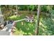 Aerial view of a backyard with a fire pit and outdoor seating at 4000 Garfield Ct, Waxhaw, NC 28173