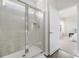 The bathroom boasts a tiled walk-in shower with sleek glass door at 5008 Patton Dr, Gastonia, NC 28056