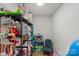 Walk-in closet fully equipped with shelving, storage bins and hanging clothes at 5740 Crouse Rd, Crouse, NC 28033
