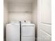Functional laundry area featuring a washer and dryer, with wire shelving above for storage at 7012 Bryce Ave, Charlotte, NC 28217