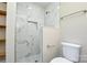 This bathroom features modern fixtures, a tiled shower, and sleek design at 14821 Cumberland Dr, Charlotte, NC 28227