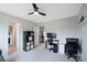 Bedroom featuring a ceiling fan, carpet flooring and a computer setup at 334 Kennerly Center Dr, Mooresville, NC 28115