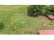 Aerial view of a horse property with horses in the field and barns at 3980 English Oak Dr, Lincolnton, NC 28092