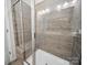 Sleek shower featuring glass doors and modern tile at 416 Linestowe Dr, Belmont, NC 28012