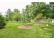 Backyard displaying a verdant lawn, various trees and unique yard art at 4320 Atkinson Way, Monroe, NC 28110