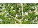 Expansive aerial view of a neighborhood featuring lush trees, well-maintained streets, and private backyard pools at 441 Crestside Se Dr, Concord, NC 28025