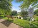 Scenic view of a pond with lush greenery, a bench for relaxation, and a sign indicating it's for residents only at 4607 Silk Tree Ln, Rock Hill, SC 29732