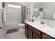 Bathroom featuring neutral walls, tile floors, and a combination shower and tub at 512 Rosebush Ln, Clover, SC 29710