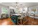 Bright kitchen showcases a large island with barstool seating and stainless steel refrigerator at 5533 Murrayhill Rd, Charlotte, NC 28210
