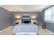 This main bedroom boasts soft gray walls, plush carpeting, and soft natural light at 5909 Ryder Ave, Charlotte, NC 28226