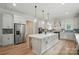 Modern kitchen with white cabinetry, a large island, and stainless steel appliances at 7818 Russell Rd, Indian Trail, NC 28079