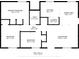 Layout of a 1000 sqft home including the primary bedroom, kitchen, bath, living room and two additional bedrooms at 1218 Milan Rd, Charlotte, NC 28216