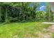 This backyard has lush green grass, mature trees, and an enchanting forest view at 1420 Tyler St, Kannapolis, NC 28083