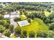 Aerial view of community amenities, featuring a pool, tennis courts, pond and green spaces at 1515 Kingdom Way, Fort Mill, SC 29707