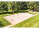 Aerial view of the community basketball court surrounded by grass and mature trees at 1515 Kingdom Way, Fort Mill, SC 29707