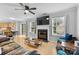 Open living room with adjacent dining and kitchen areas at 9637 Brookmere Ln, Charlotte, NC 28214