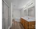 Bathroom with a corner tub, double vanity, and a standing shower at 1011 Rachel Ln, Salisbury, NC 28147