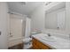 Bathroom featuring a single sink vanity, and a shower with curtain at 1011 Rachel Ln, Salisbury, NC 28147