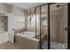 Bathroom featuring a glass shower stall and a large soaking tub at 126 Northbridge Dr, Mooresville, NC 28115