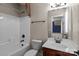 Clean bathroom with a tub, toilet, and sink, showcasing functionality and neatness for everyday use at 126 Northbridge Dr, Mooresville, NC 28115