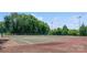 Tennis court in a wooded area surrounded by mature trees at 14053 Queens Harbor Rd, Charlotte, NC 28278