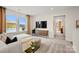 Living room with carpet, white couch, tv, and many windows at 15906 Parkside Crossing Dr # 317, Charlotte, NC 28273