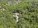 Aerial view of a park surrounded by lush trees, featuring a parking lot and buildings in a nature setting at 1624 Moonstone Dr, Matthews, NC 28105
