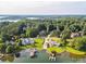 Stunning aerial view of waterfront homes with private docks nestled among lush trees and a serene lake at 172 Barber Loop, Mooresville, NC 28117