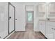 Bathroom with tiled floor, glass shower, vanity with mirror, and white cabinets at 3207 Selwyn Landing Dr, Charlotte, NC 28215