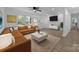 Cozy living room featuring a comfortable sofa, a stylish area rug, and windows offering views of the outdoors at 442 Lovelace Rd, Rock Hill, SC 29730