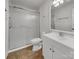 Bathroom featuring a shower with glass door, a white sink, and vanity with a mirror at 4550 Briarcreek Rd, Maiden, NC 28650