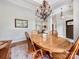 Elegant dining room featuring wood floors, a classic chandelier, and ample space for entertaining guests at 106 Pier Point Dr, Stony Point, NC 28678