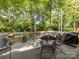 Comfortable deck area with outdoor seating, a grill, and lush, green surroundings at 13600 Seastone Ln, Pineville, NC 28134
