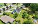 Aerial view of home showcasing the backyard, deck, and proximity to neighborhood amenities at 307 W Sunset Dr, Moore, NC 28110