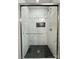 Stylish shower with black honeycomb tile floor, marble walls, and a glass door at 307 W Sunset Dr, Moore, NC 28110