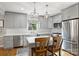 Modern kitchen with gray cabinets, stainless steel appliances, and a functional center island at 3504 Mountainbrook Rd, Charlotte, NC 28210