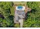 Bird's eye view of a luxury home with pool, backyard play set, and well-manicured landscaping at 1032 Spyglass Ln, Waxhaw, NC 28173