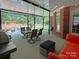 Covered outdoor patio with dining table, chairs, and cozy seating area, perfect for relaxing or entertaining at 11646 Hidden Forest Ln, Davidson, NC 28036