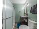 Bathroom with a shower, sink, and toilet, and a minimalist style at 119 Foote St, Chester, SC 29706