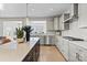 Modern kitchen featuring an island with quartz countertops and stainless steel appliances at 12205 Hollinhope Dr, Charlotte, NC 28278