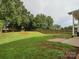 Spacious backyard with a wooden fence and mature trees, offering privacy at 13314 Pontchatrain Ave, Charlotte, NC 28273