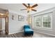 Bright bedroom with a ceiling fan, natural light and modern wall decor at 13314 Pontchatrain Ave, Charlotte, NC 28273