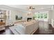 Bright living room with fireplace, large windows, and hardwood floors at 1830 Alden Oaks Ln, Charlotte, NC 28270